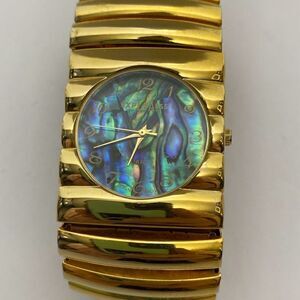 ExpLrAess Women's Stainless Steel Case Bracelet Band Gold-Toned Analog Watch